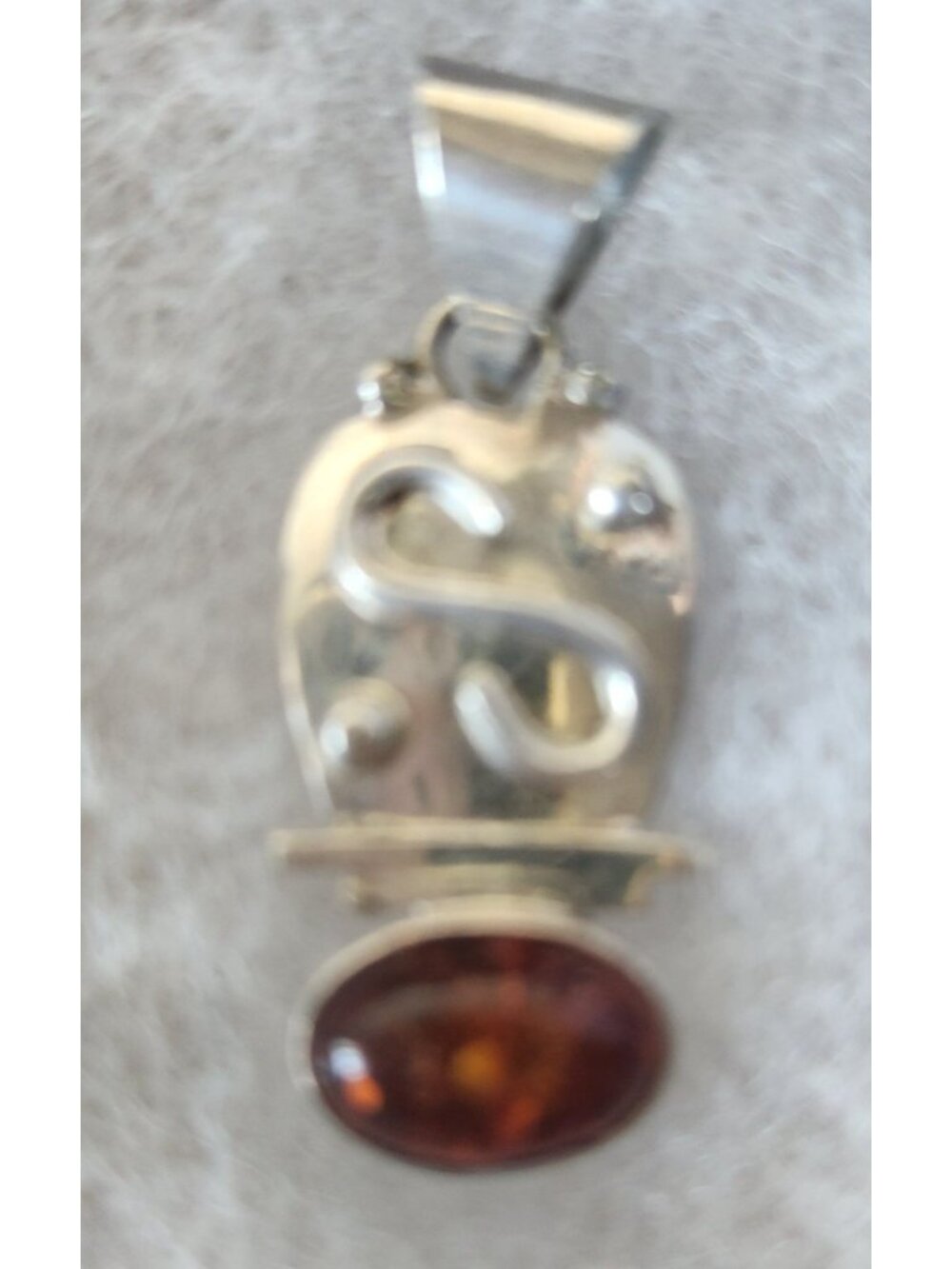 Pendant Amber Silver 4.3 Gr 35 x 15 mm Oval Silver 15 x 10 mm Top Bail10 x 5 mm - Picture 5 of 8